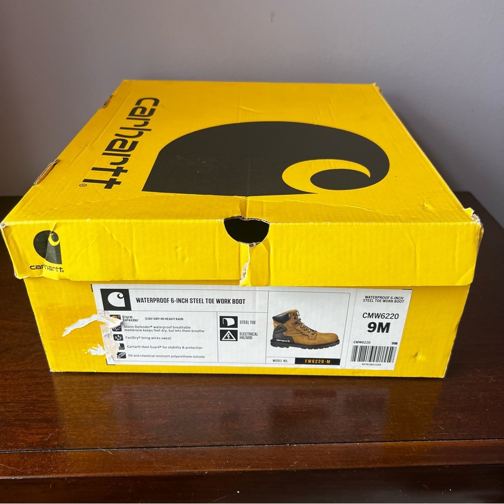 Carhartt CMW6220 Waterproof 6-Inch Steel Toe Work Boot Brown Men's 9 Brand NIB - Picture 9 of 13